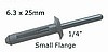 RV 125 - 25pcs. / 6.3mm Sm.Flange Plastic Rivet (Long)