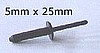 RV 117 - 25pcs. / 5mm Plastic Rivet (Long)