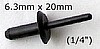 RV 118 - 25pcs. / 6.3mm Plastic Rivet (Short)